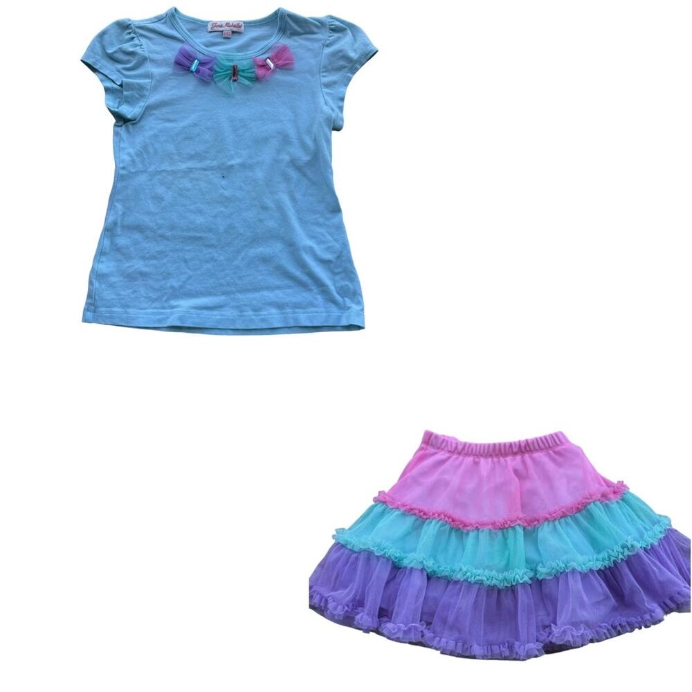 Jona Michelle Girls Multicolor 2 Piece Matching Set Tutu Skirt & Tee Shirt 6/6X